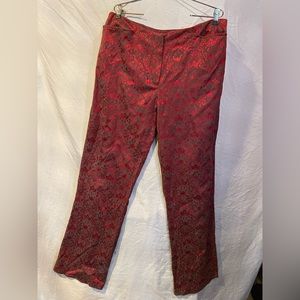Vintage Fashion Bug Metallic Red and Gray paisley pattern bootcut pants size 16